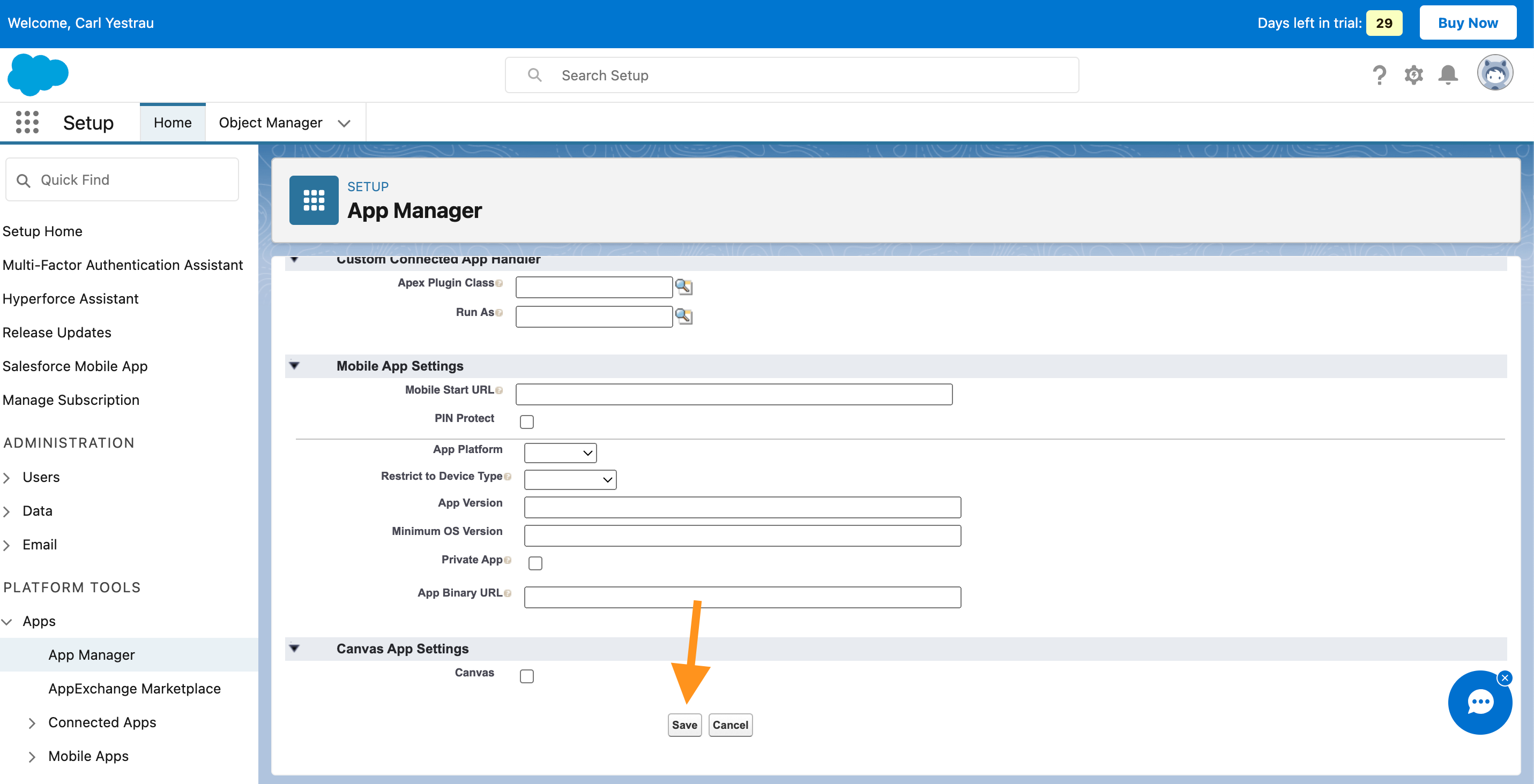 OAuth Setup Save